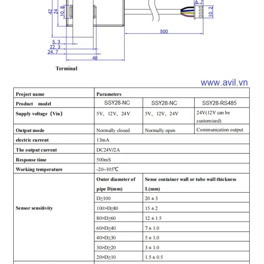 Cảm Biến Nước Không Tiếp Xúc AVIL SSY28